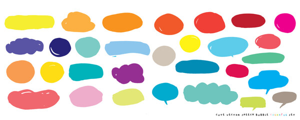 Cute vector speech bubble colorful set,Hand drawn set of speech bubbles with handwritten for book ,card, business, poster design. Vector illustration design for fashion fabrics, textile graphics