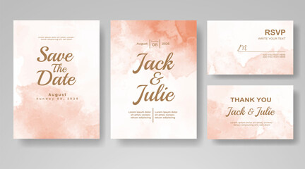 Wedding invitation with abstract watercolor background