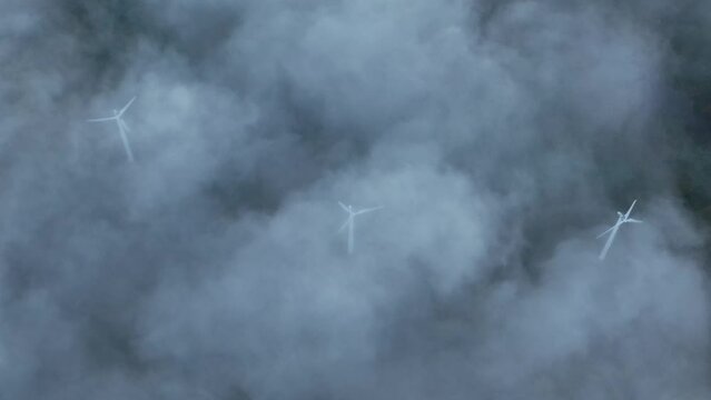 clouds and green energy from aerial view