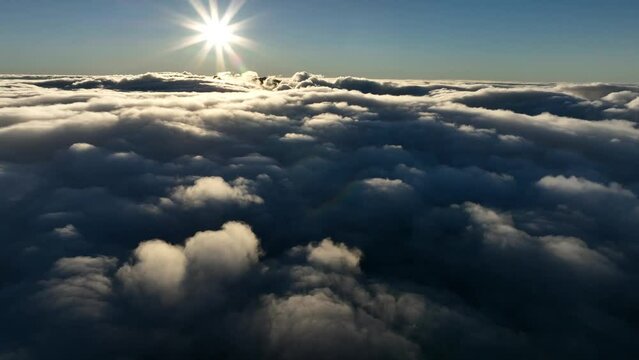 clouds and green energy from aerial view