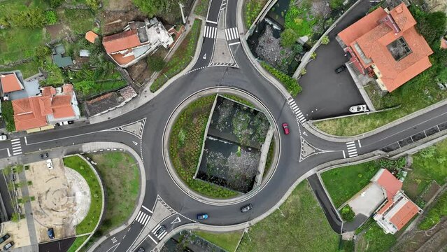 roundabout from aerial view without traffic
