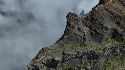 Arieiro mountain trekking from aerial view