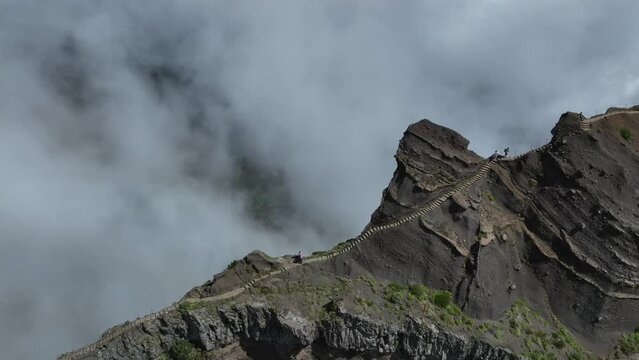 Arieiro mountain trekking from aerial view