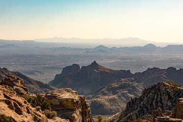 View overlooking mountainous terrain across long distance