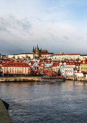 Fototapeta premium View over Prague castle on a cloudy day