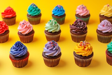 cupcakes isolated on light yellow background