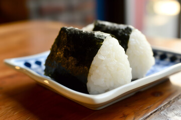 Simple Onigiri on a Plate