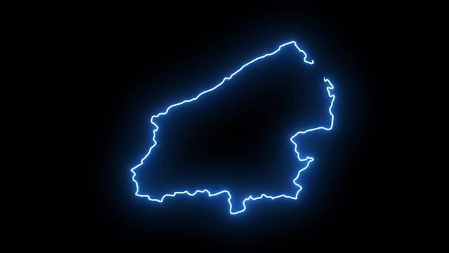 Animated map of Zonguldak in Turkey with a glowing neon effect