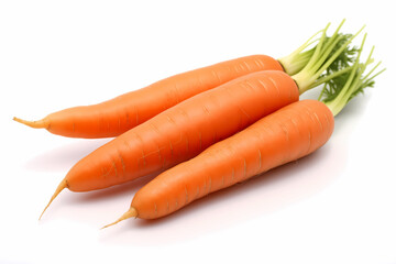 Fresh and organic carrots isolated on white background. Healthy foods and snacks. Fresh and raw vegetable. 