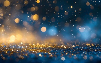 abstract background with Dark blue and gold particle, Christmas background, holiday concept.