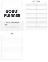 Editable Goals Planner Kdp Interior printable template Design.