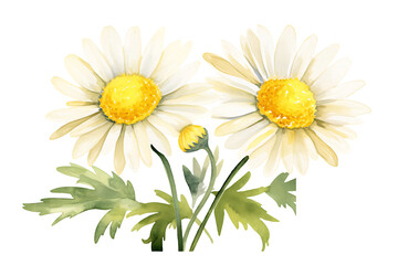 Naklejka premium Daisy Flower Watercolor Clipart Chamomile Illustration Perfect for Wedding and Home Decor