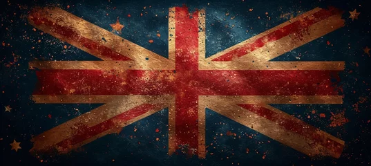 Foto op Plexiglas British Flag with Orange Stars and Gold Leaf Design Generative AI © Bipul
