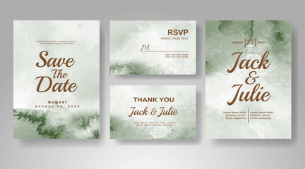 Wedding invitation with abstract watercolor background