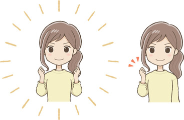 何かを決意するロングスカートの女性（上半身）