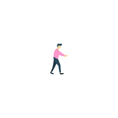 pose of a person walking casually in pink clothes person