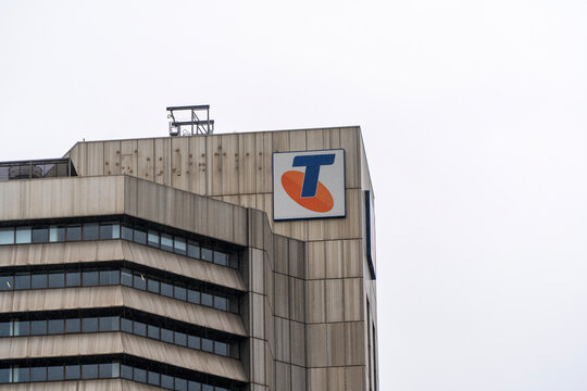 Telstra logo in the Adelaide CBD