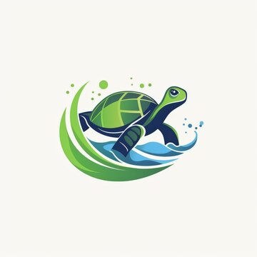 flat vector logo of animal turtle a serene flat turtle logo for a sustainable products company, capturing endurance and eco-consciousness