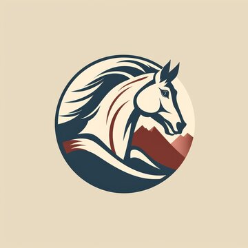 flat vector logo of animal horse a simple flat horse logo for an equestrian center, highlighting elegance and freedom
