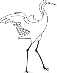 Crane Bird Standing Outline