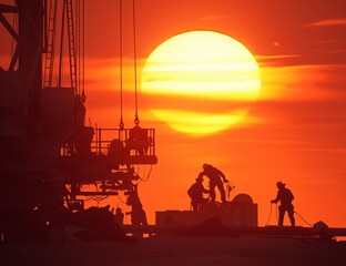 Naklejka premium oil refinery at sunset