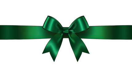 a green bow on a green ribbon - obrazy, fototapety, plakaty