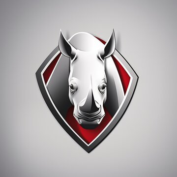 flat vector logo of animal rhinoceros mascot  a sleek flat rhinoceros logo for a security solutions company, symbolizing robust protection