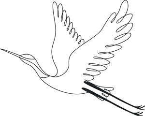 Stork Bird Flying Outline