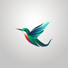 flat vector logo of animal hummingbird  a vibrant flat hummingbird logo for a tech startup, infusing energy and innovation