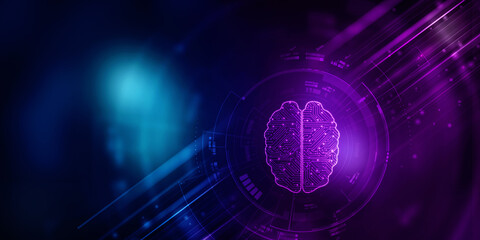 2d illustration Concept of thinking, background with brain, Abstract Artificial intelligence. Technology web background