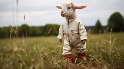Fotobehang Baby goat in the field © Little