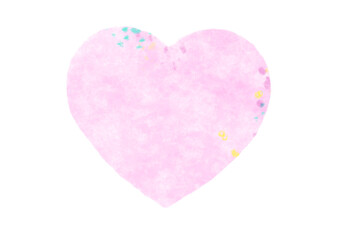 綿菓子のようなハートの背景フレーム素材：ピンク：水彩スタイル