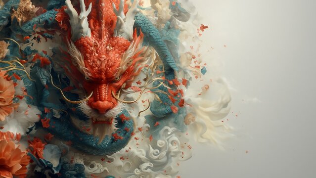 Chinesischer Drache zum Jahreswechsel als Symbol im Querformat f&uuml;r Banner