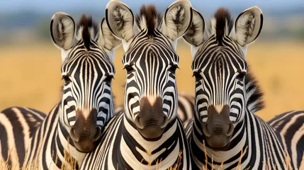 Papier Peint photo Lavable Zèbre Group of zebras in the savanna.