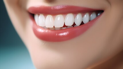 Closeup of beautiful female smile with healthy teeth. Dentistry concept.