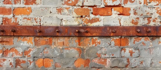 Beautifully Weathered: a Old Brick Wall with Rusty Nails as Background