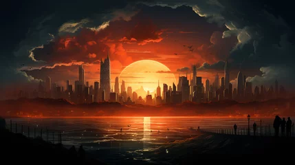 Poster City Skyline Silhouettes © avivmuzi