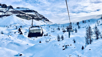 Fototapeta na wymiar ski lift in the mountains Italy