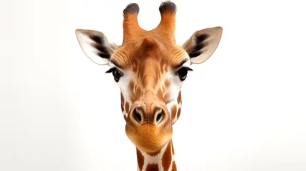 Gordijnen Close-up of a Giraffe Head on a white background © Atlantist studio