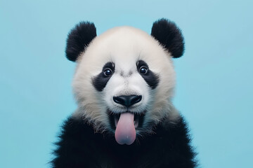 panda sticking out tongue isolated