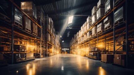 Fototapeta na wymiar forklift in a warehouse