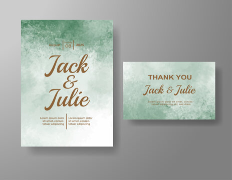 Wedding invitation with abstract watercolor background