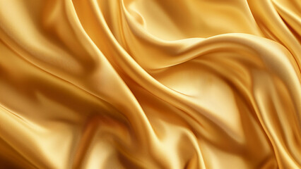 Fototapeta premium Radiant Beauty: Golden Silk Fabric Close-Up
