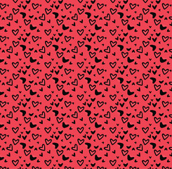 Leopard or jaguar print seamless pattern, heart leopard Valentine