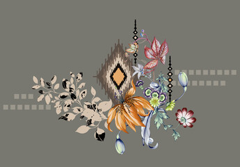 digital textile designs flowers and leaves beautiful illustration in new style