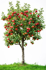 Apple tree with fruits isolated on white background