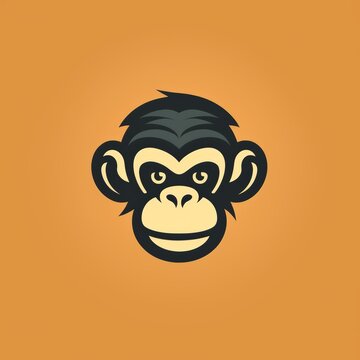 Flat logo vector logo of Monkey mascot logo gamming logo monkey head 