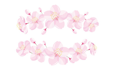 タイトルや見出しにぴったりな春の桜(さくら)の花の飾り罫(ライン)素材