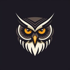 Flat logo vector logo of Owl mascot logo gamming logo owl head luxury