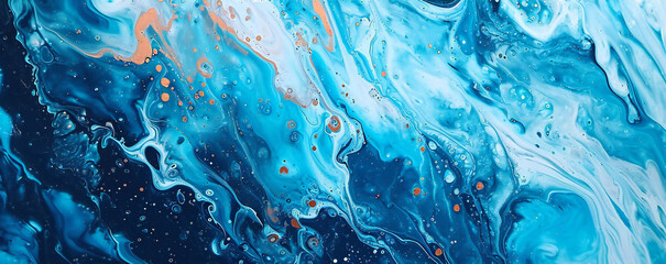 Fototapeta na wymiar blue Fluid Art painting